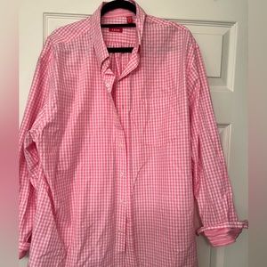 Men’s pink and white long sleeve shirt